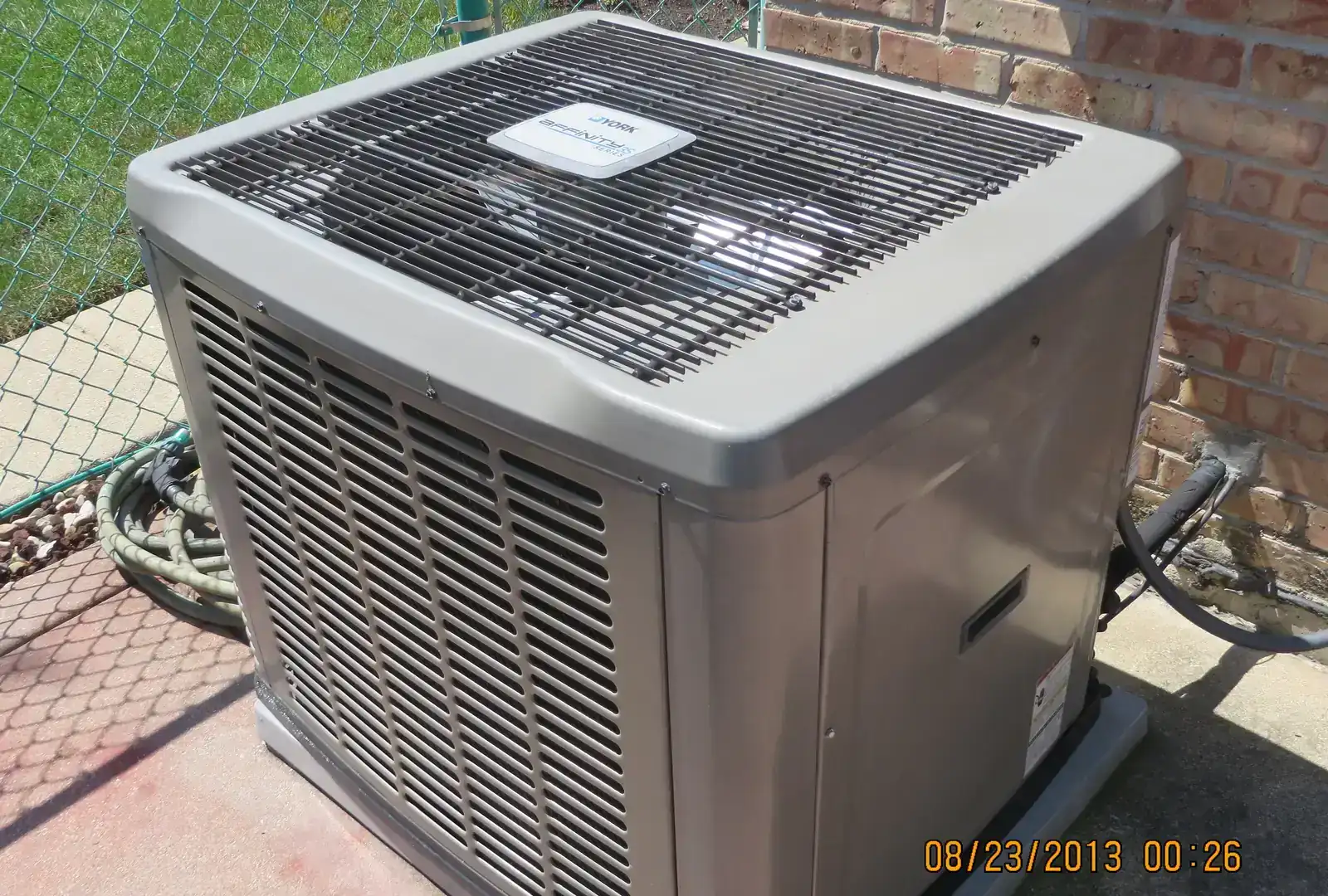 Central air-conditioning condenser awaiting service